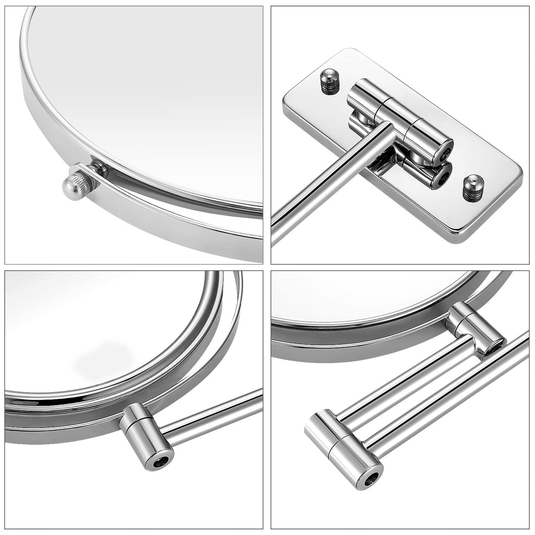 Magnifying Mirror,Makeup Mirror Wall Mounted,8 Inch Magnifying Makeup Mirror,1X/10X Magnifying Mirror Wall Mounted,360 Rotation Vanity Mirror,Chrome Finish