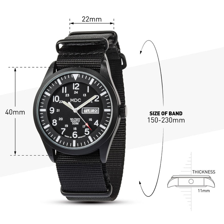 Men&#39;s Wrist Watch Field Military Watches for Men Analog Black Tactical Outdoor Sport Work Wristwatch Waterproof Date Day 12/24 Hour with Army Nylon Band