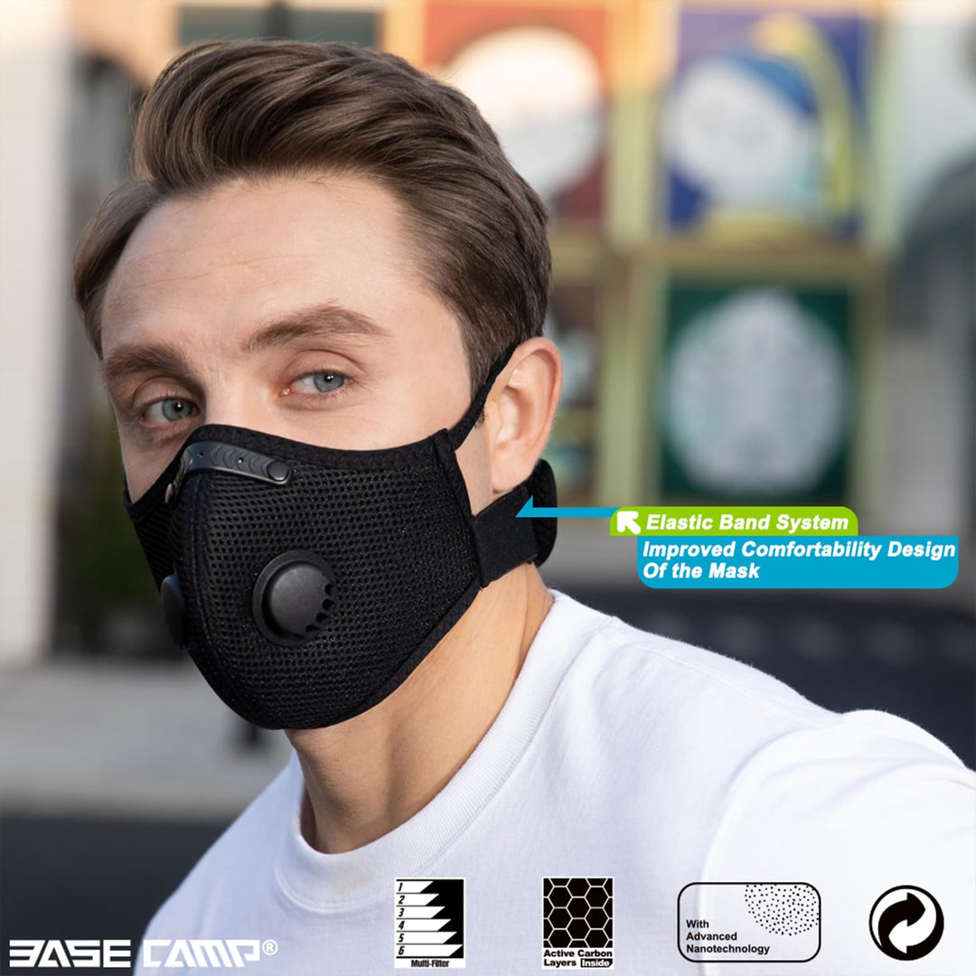 M Plus Dust Mask, Breathable Reusable Face Mask with 6 Activated Carbon Filters for Woodworking Construction Mowing Grinding (Modern1)