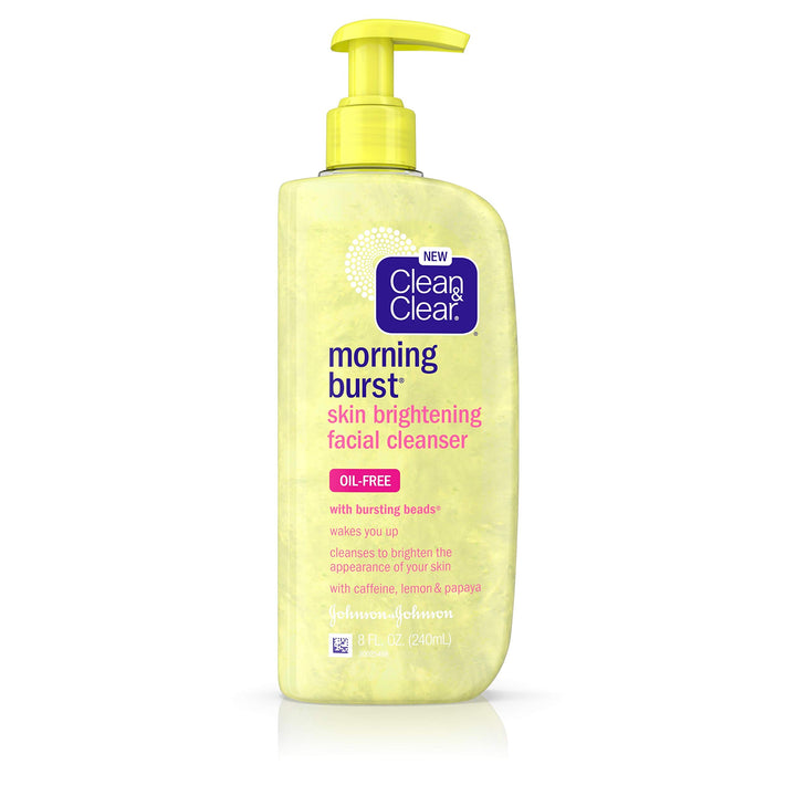 Clean &amp; Clear Morning Burst Skin Brightening Facial Cleanser with Caffeine, Lemon &amp; Papaya, Gentle Daily Citrus Face Wash for All Skin Types, Oil-Free &amp; Non-Comedogenic, 8 fl. oz