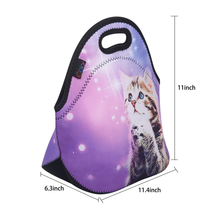 Cute Cat Insulated Neoprene Lunch Bag Tote Handbag lunchbox - Container Tote Cooler warm Pouch