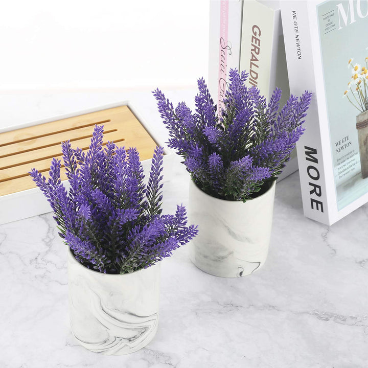 Artificial Flower Potted Lavender Purple Fake Flowers Faux Lavenders in Pots for Home Decor Party Wedding Garden Office Patio Decoration