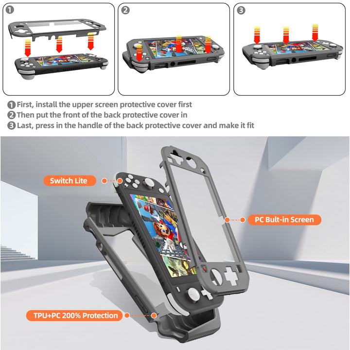 Switch Lite Case Protective Case for Nintendo Switch Lite, Full Protection TPU Shockproof Case Cover for Nintendo Switch Lite Skin with Built-in Screen Protector &amp; Joystick Caps, Coral