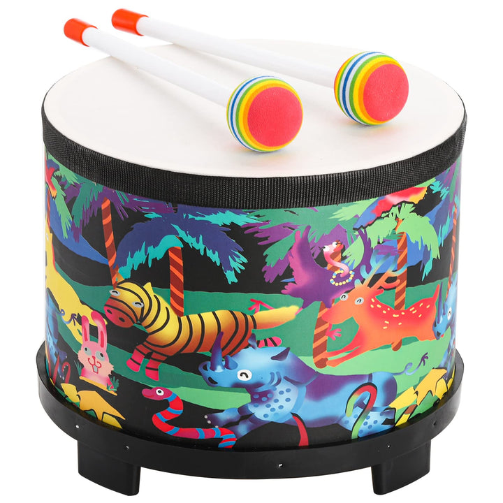 Tosnail 8 Inch Floor Tom Drum with Storage Bag and Mallets for Kids, Percussion Instrument Musical Toy for Children, Toddlers, Christmas Birthday Gift - Jungle