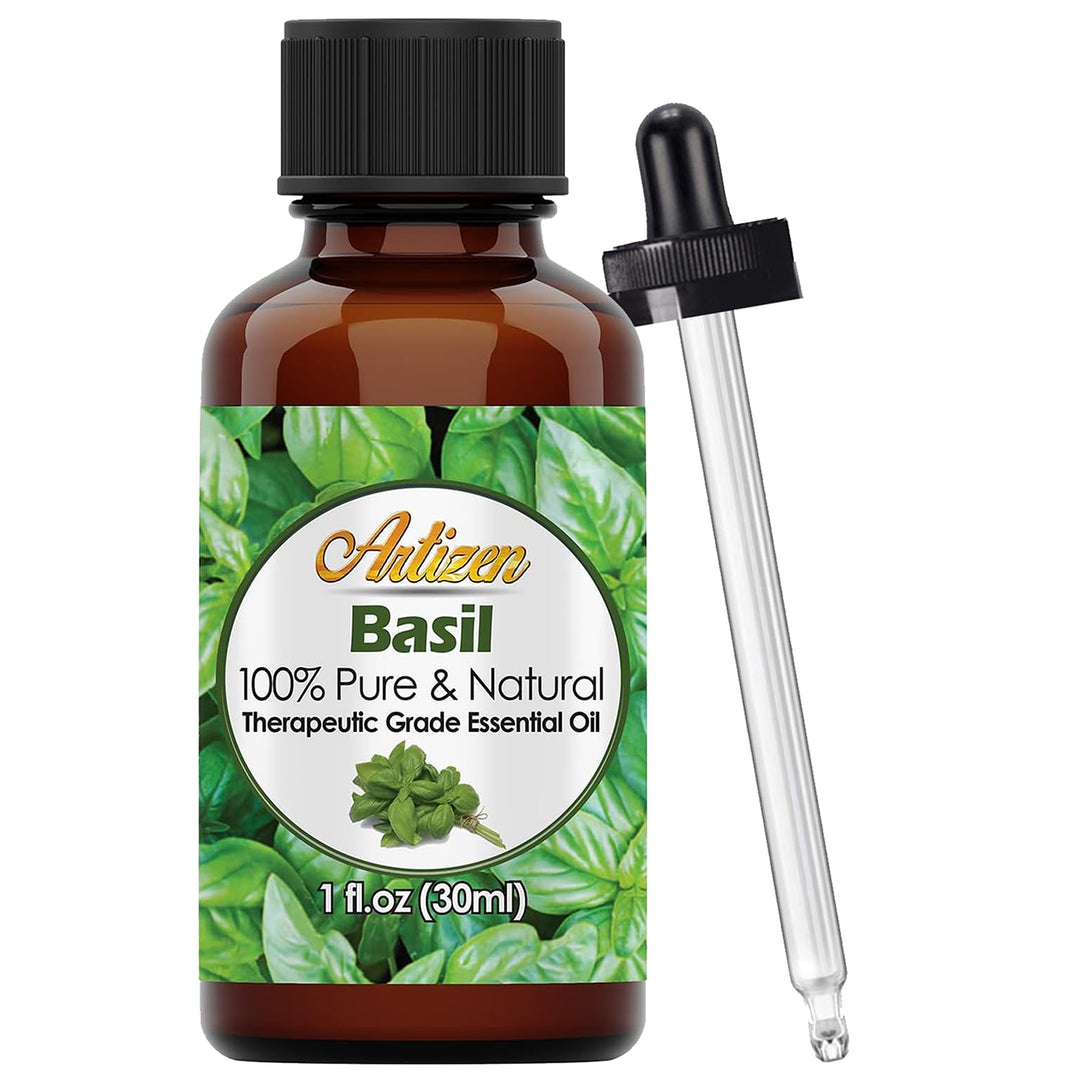 Basil Essential Oil (100% PURE &amp; NATURAL - UNDILUTED) Therapeutic Grade - Huge 1oz Bottle - Perfect for Aromatherapy, Relaxation, Skin Therapy &amp; More!