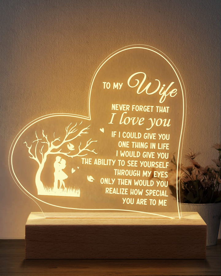 Calibron Mothers Day Gifts for Wife, Wife Birthday Gift Ideas 6.9 Inch Engraved Night Light Anniversary Birthday Gifts for Wife from Husband, Romantic Gifts for Her