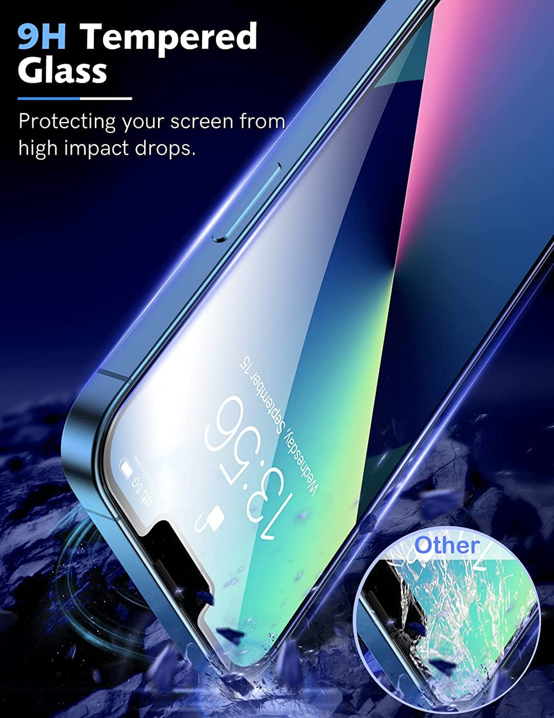 3 Pack for iPhone 13 Pro Max Screen Protector with 2 Pack Camera Lens Protector, HD Clear, 9H Tempered Glass 13 Pro Max [Install Tray Included] Anti-Scratch, Case Friendly
