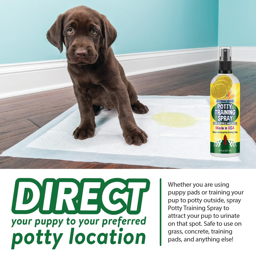 Potty Training Spray - Puppy &amp; Dog Training Aid for Indoor &amp; Outdoor Attractant Spray Use - Encourages Proper Dog Pee Here Habits - Safe for Pets &amp; Home - Made in The USA (8 Fl Oz)