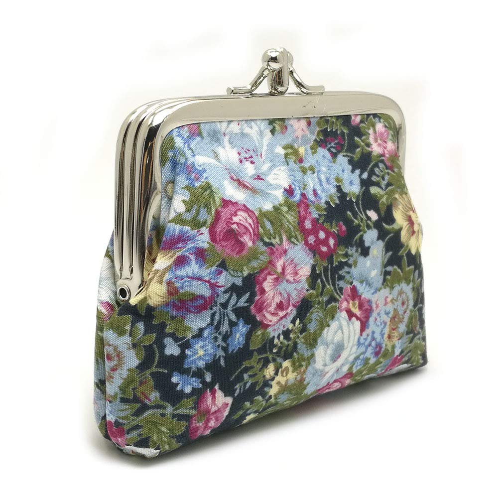 Cute Floral Buckle Coin Purses Vintage Pouch Kiss-lock Change Purse Wallets