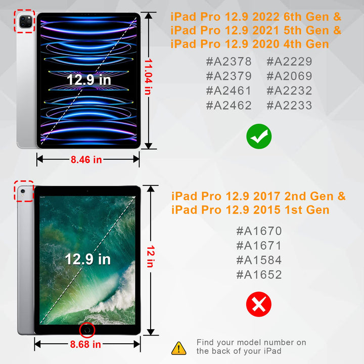 Hybrid Slim Case for iPad Pro 12.9-inch 6th Generation 2022, [Built-in Pencil Holder] Shockproof Cover w/Clear Transparent Back Shell, Also Fit iPad Pro 12.9 5th/4th/3rd Gen, Dreamy Marble