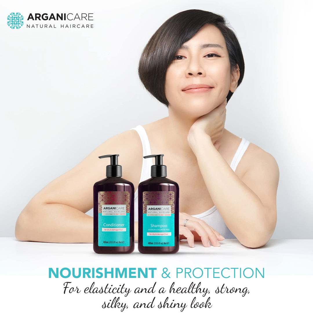 Shampoo And Conditioner For Dry Hair Enriched With Organic Argan Oil And Shea Butter - Value Pack (13.5 Fluid Ounce Each)