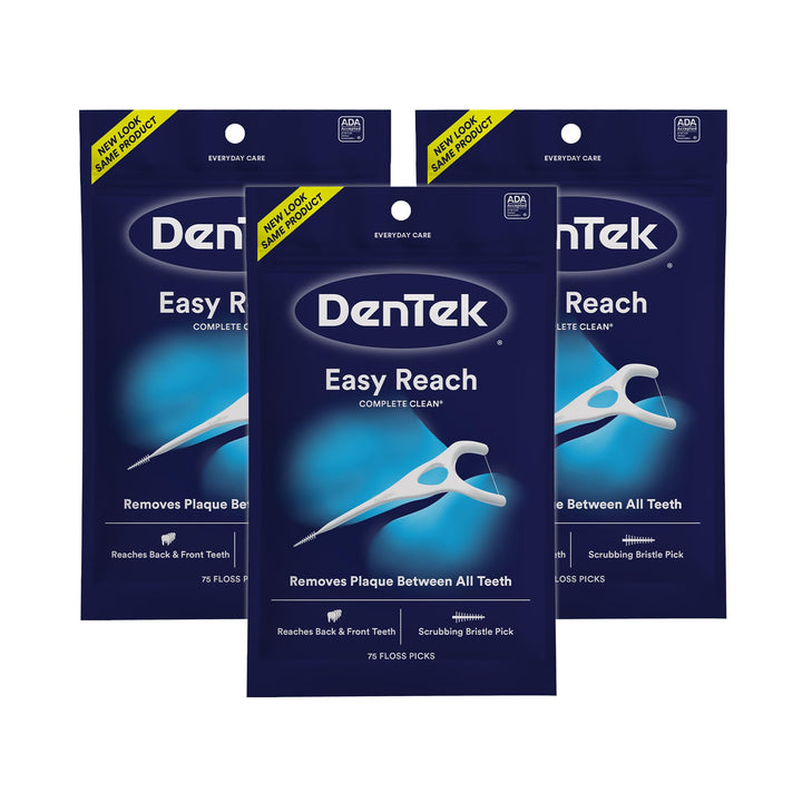 Dentek Floss Picks Complete Clean Back Teeth 75 Count (3 Pack)