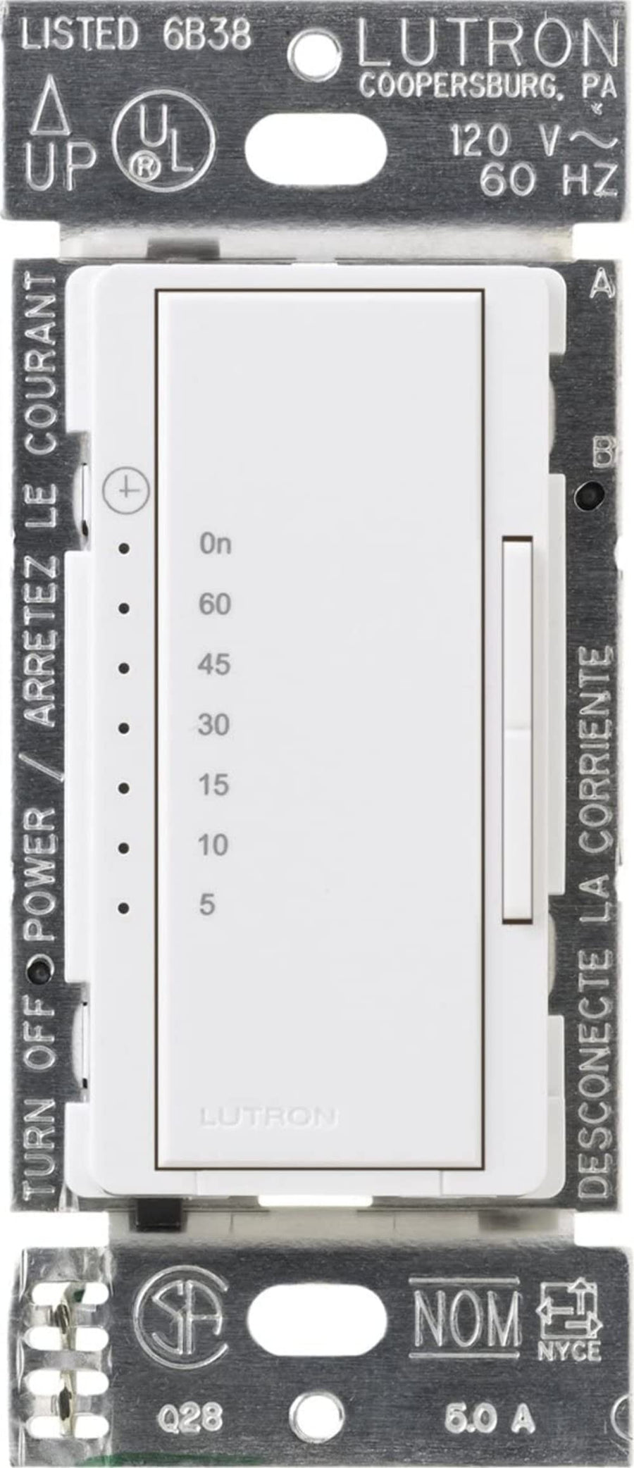 MA-T51MN-WH Maestro 3-Amp/600-watt Multi-Location/Single Pole Countdown Timer Control Switch, White