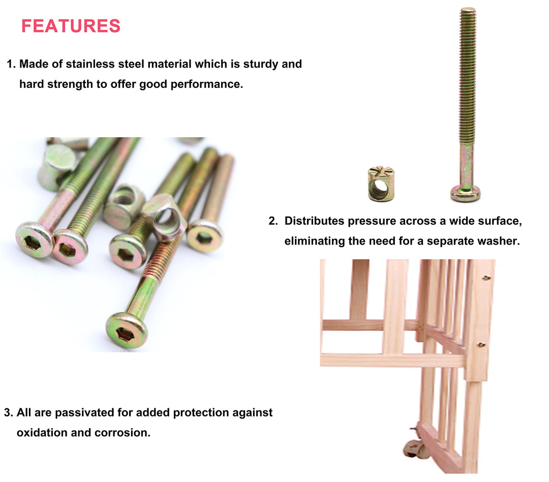 M6 Baby Crib Bolts Replacement Kit, cSeao 50pcs M6x30mm