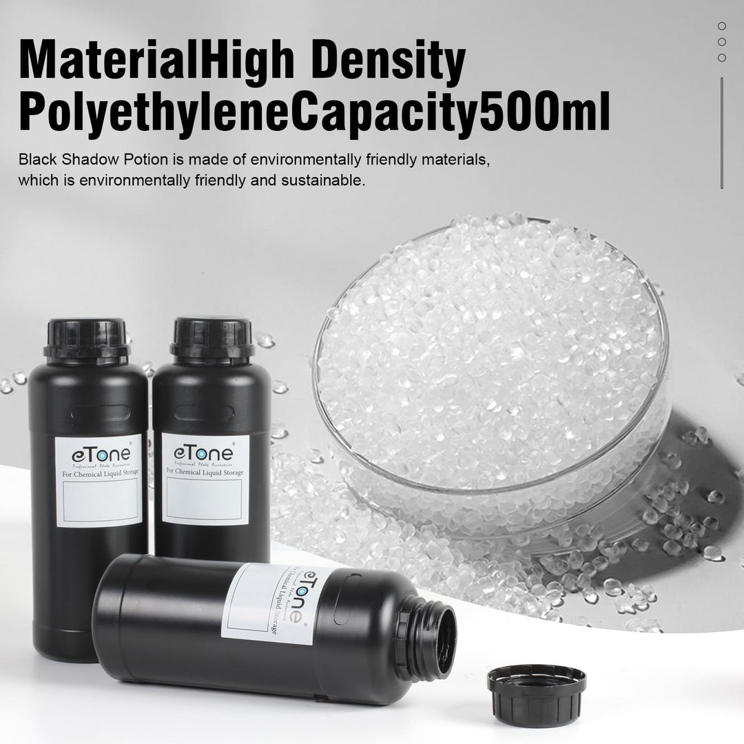 eTone 3X 500ml Darkroom Chemical Storage Bottles with C