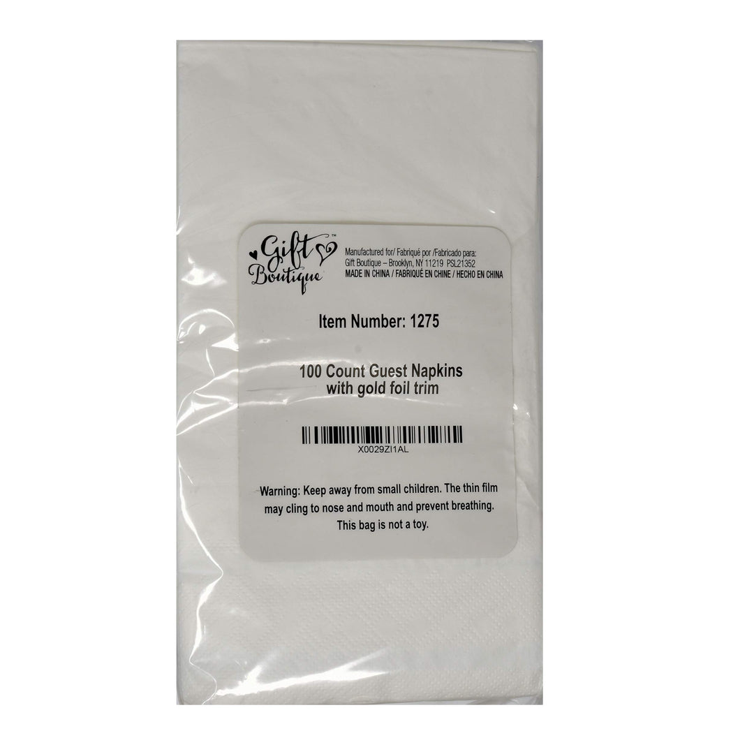 Gift Boutique 100 Gold Trim Lined Guest Napkins Elegant