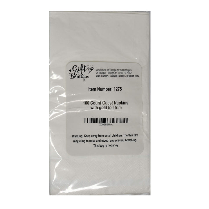 Gift Boutique 100 Gold Trim Lined Guest Napkins Elegant