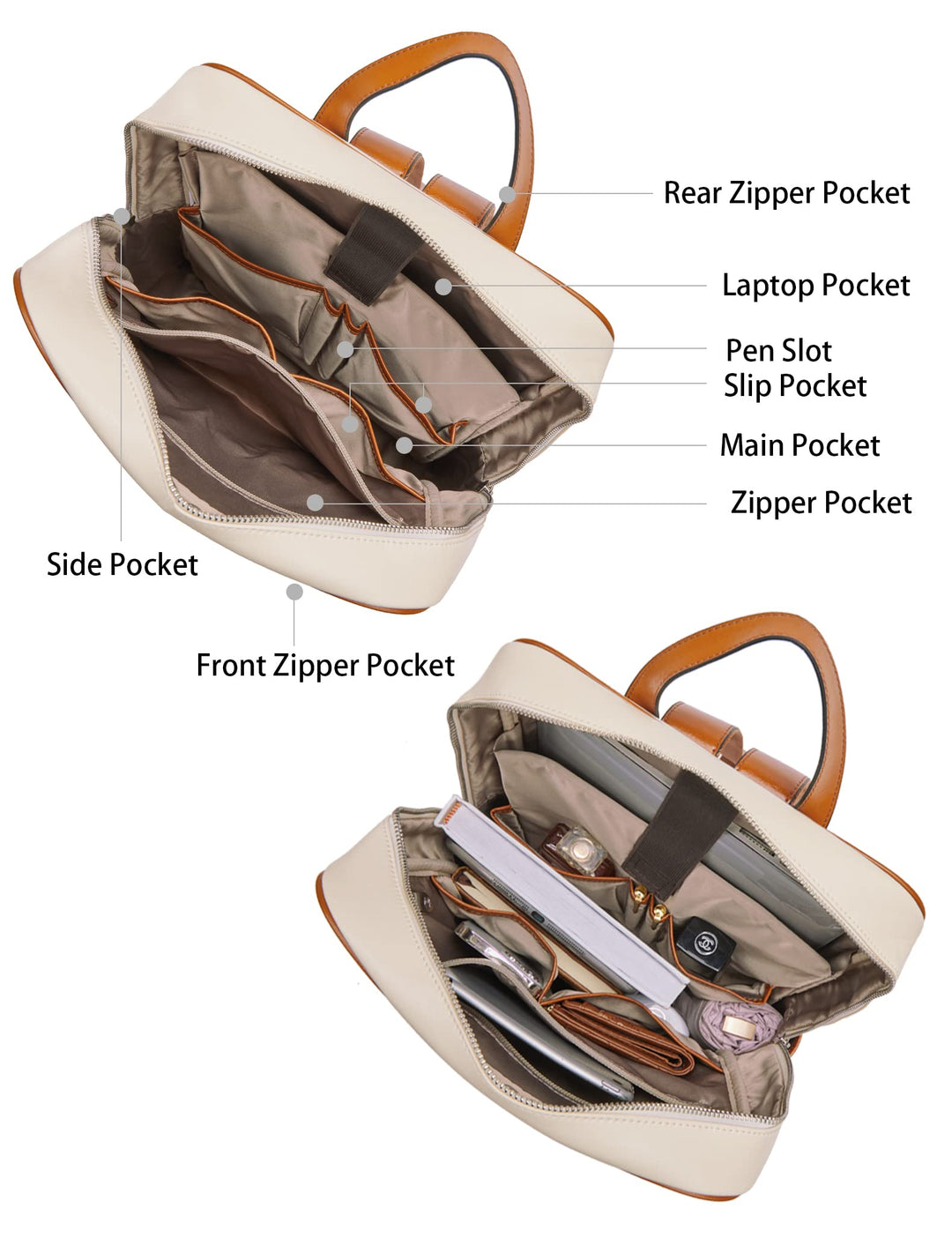 BOSTANTEN Genuine Leather 15.6 inch Laptop Backpack for
