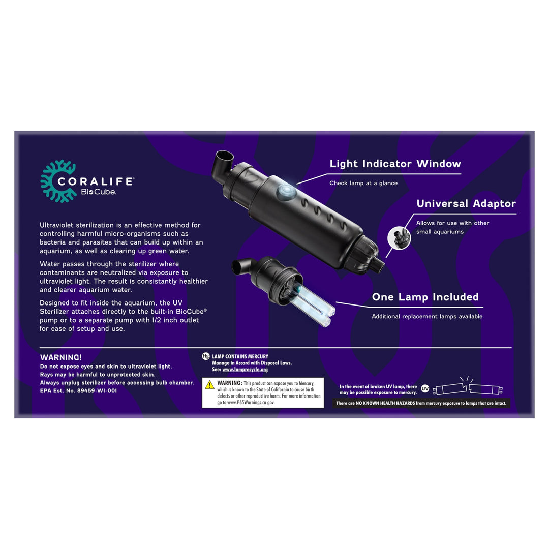 Aquarium Fish Tank Marine Salt Water Turbo-Twist UV Sterilizer, Mini, For BioCubes