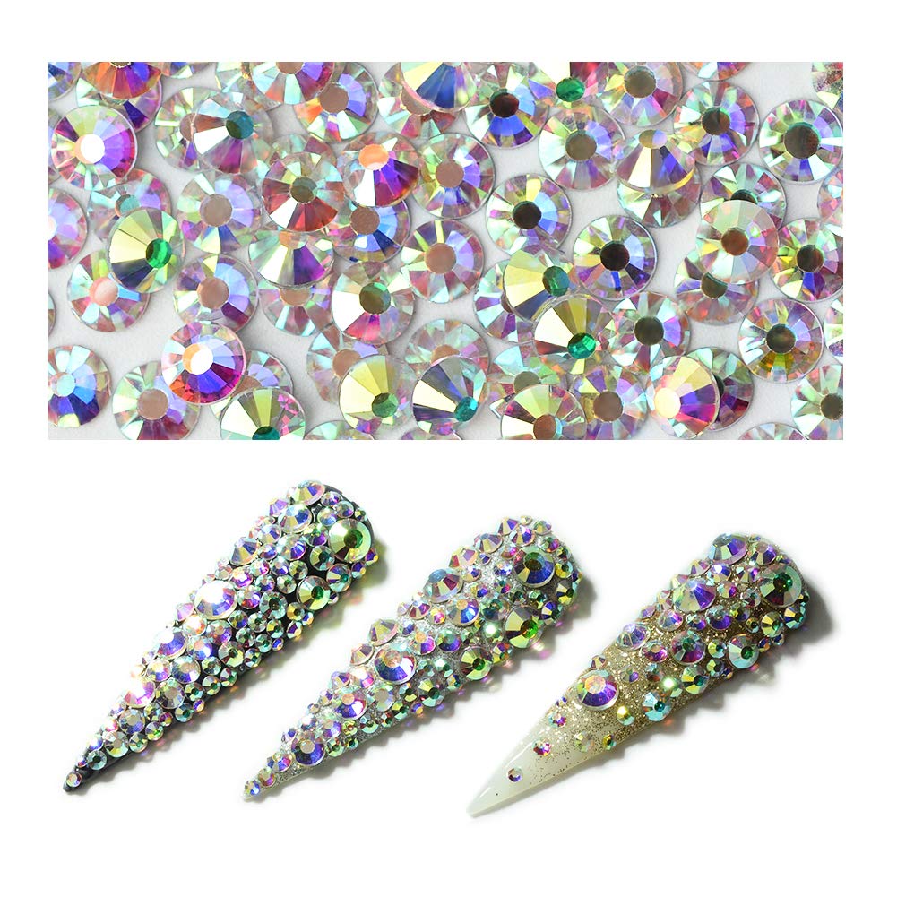 Minejin Nail Art Rhinestones AB Color Flat Back Charms Crystals Stones Super Shiny Cellphones Decorations Gems SS6 1440 Pieces