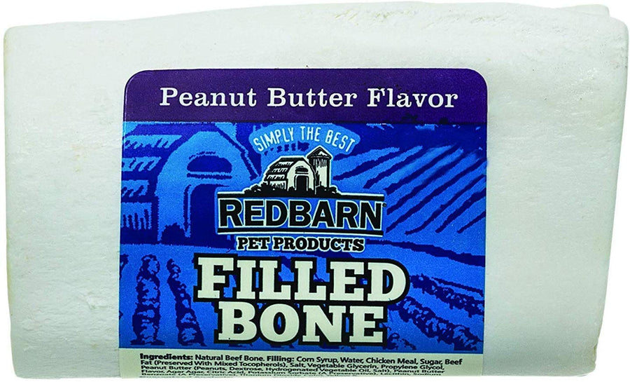 Redbarn Filled Dog Bones, Natural Long-Lasting Dental Treats; Suitable for Aggressive Chewers, Small (3) - 5 Bones (Peanut Butter)