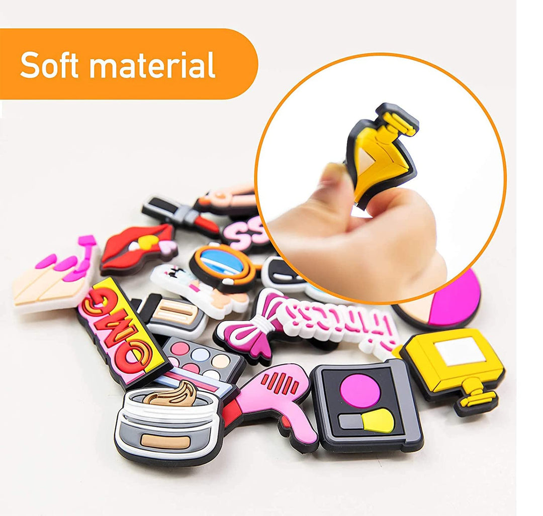 20 PCS Make-up Shoe Decoration Charms for Bracelets Wristbands, Cosmetics PVC Charms Decoration for Women Adults