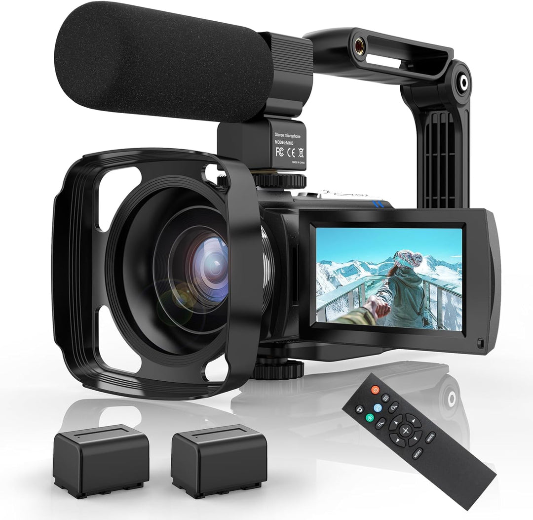 Video Camera Camcorder, Full HD 30FPS 36MP 16X Digital Zoom Digital Camera,IR Night Vision Vlogging Camera, YouTube Camera with External Microphone, Lens Hood, Stabilizer, Remote Control