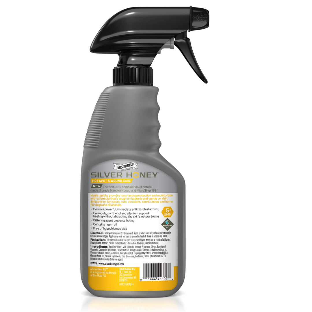 Absorbine Silver Honey Hot Spot & Wound Care Spray Gel for Dogs, Cats, Small Animals, 8oz Bottle