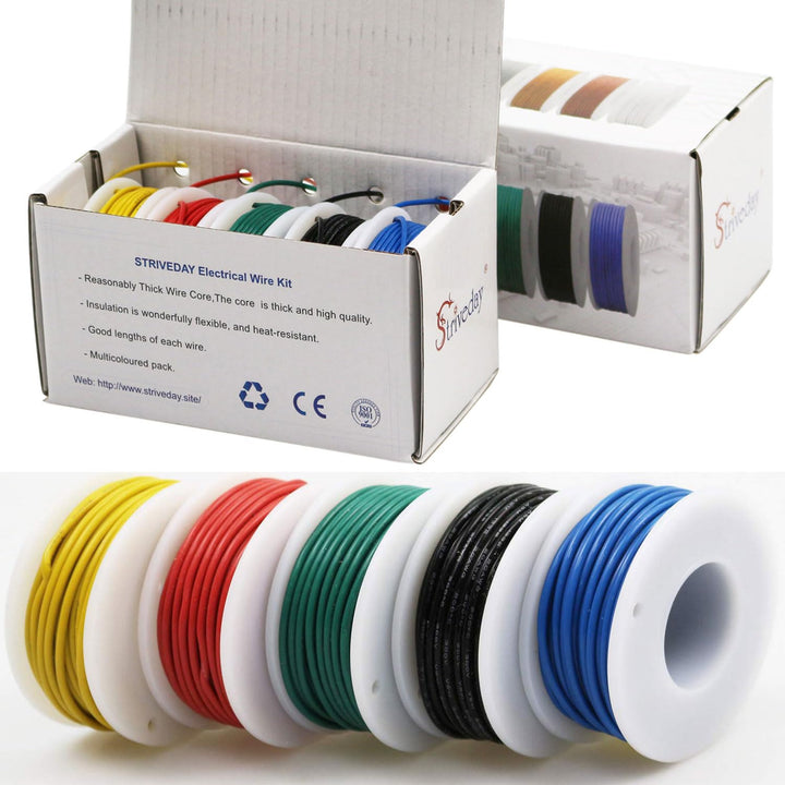 FEP Teflon High Temperature Wire of 28awg with Red Blue Green Yellow Black Colors in Box Magnet Wire. Each Color 10m
