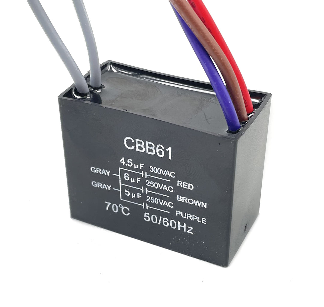New Motor Ceiling Fan Capacitor CBB61 4.5uf + 6uf + 5uf 5-Wire 250V