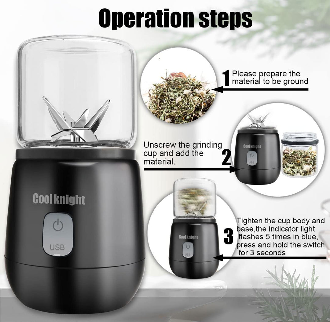 Electric Herb Grinder Electric Spice Grinder, USB Rechargeable 200W Cordless Electric Herb Grinder for Herbs, Spices, Seeds, etc.