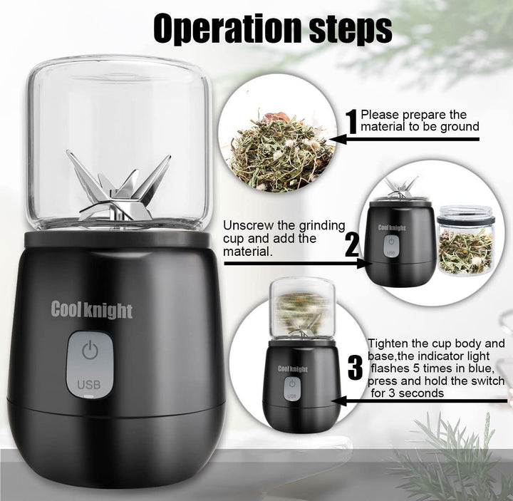 Electric Herb Grinder Electric Spice Grinder, USB Rechargeable 200W Cordless Electric Herb Grinder for Herbs, Spices, Seeds, etc.