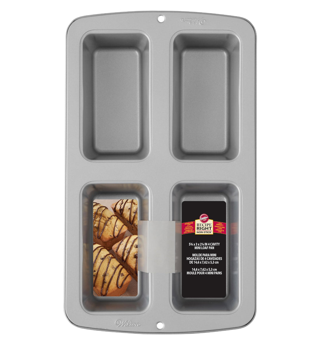 Recipe Right Non-Stick Mini Loaf Pan, 4-Cavity Cookware Set for Your Creations, Steel