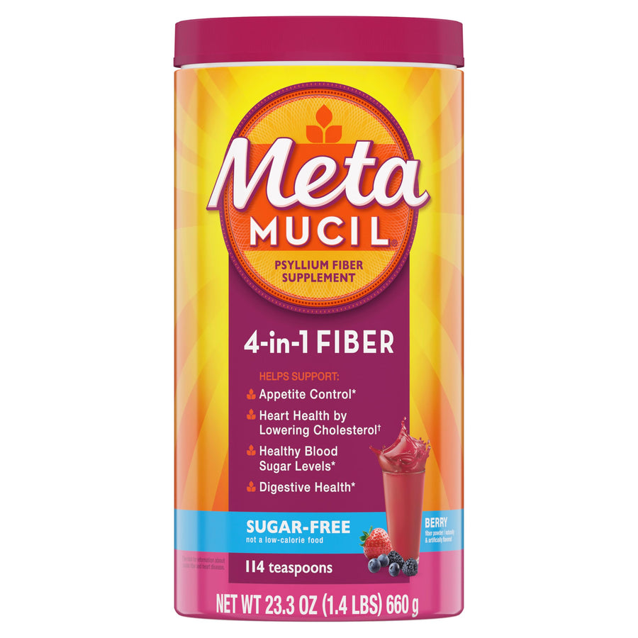 Metamucil Fiber, 4-in-1 Psyllium Fiber Supplement, Suga