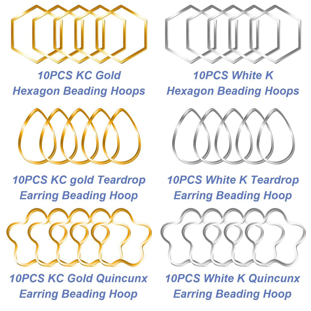 Hoop Jewelry Making, 60PCS Earrings for Jewelry Making Earring Beading Hoops for DIY Earring Making Supplies(3 Shapes)