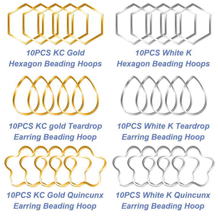 Hoop Jewelry Making, 60PCS Earrings for Jewelry Making Earring Beading Hoops for DIY Earring Making Supplies(3 Shapes)