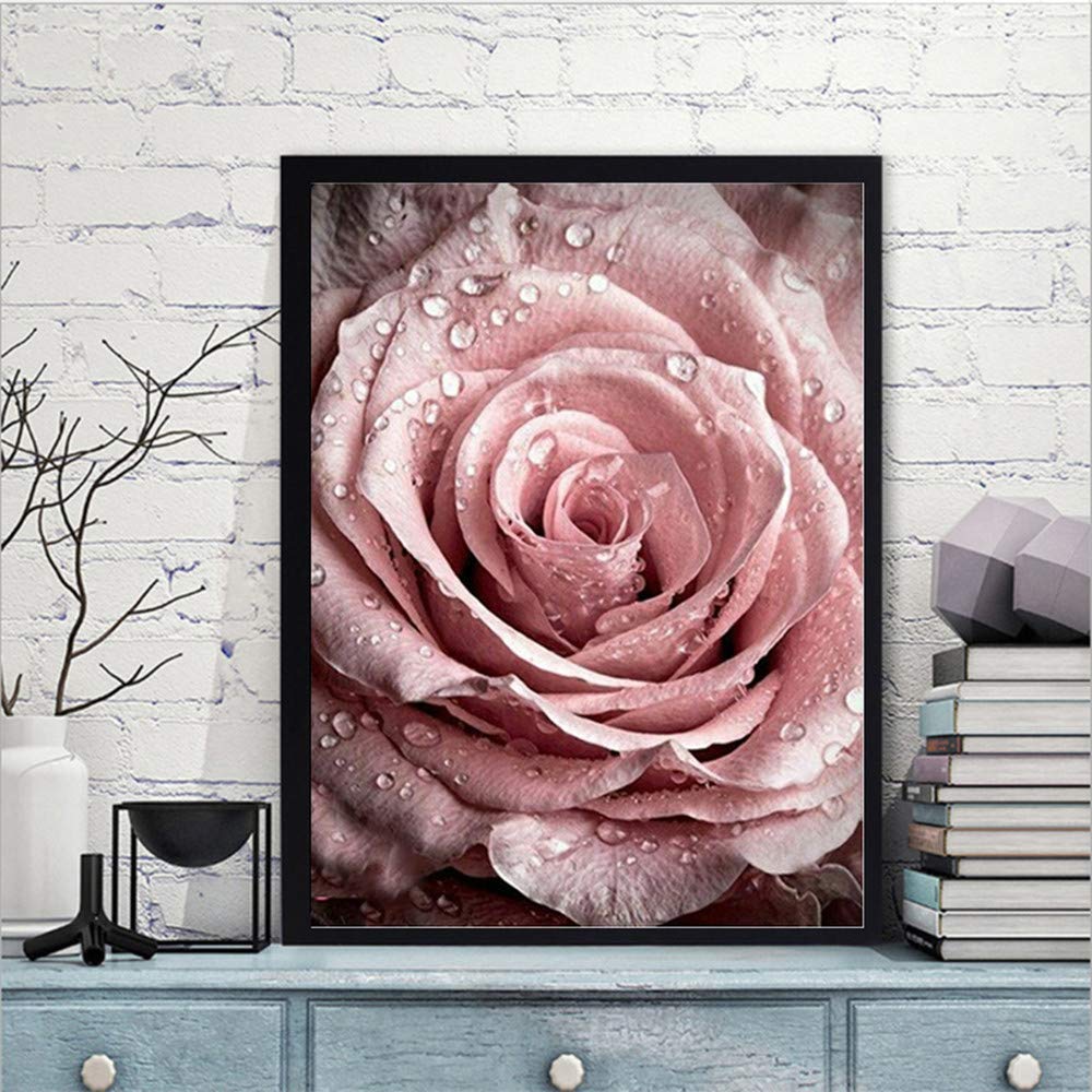 pigpigboss Pink Rose Diamond Painting Kit 5D Full Diamo