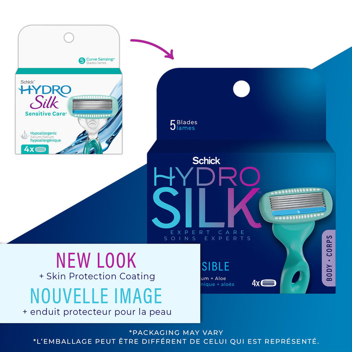 Women&#39;s Razor Blade Refills, Hydro Silk 5 Sensitive Care, 4 Count (Packaging May Vary)