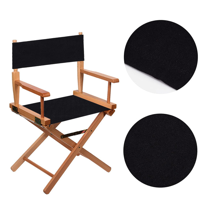 1set 21.2X 16.1/21.2X 7.68 Replacement Cover Canvas, Black Casual Directors Chair Cover Kit Replacement Canvas Seat and Back with Wood Stick for Home Director Chair