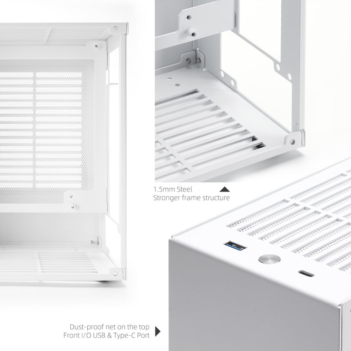 ITX Mini Case - K39 (Steel) / Includes Two Handles/Comes with 2 Standard Ventilated Side Panels and 1 Extra Acrylic Ventilated Side Panel / 5.1L Ultra-Small SFF Case