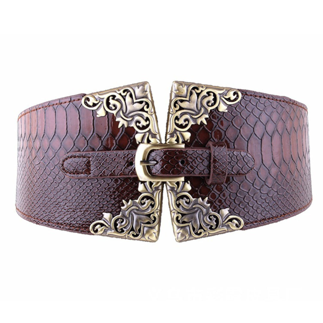 AWAYTR Women&#39;s Fashion Elastic Wide Belt Crocod