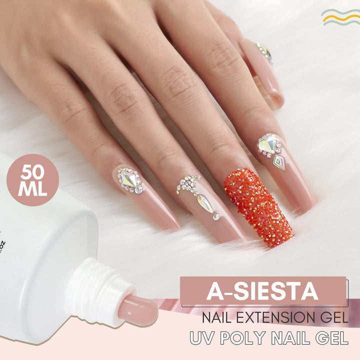 Poly Nail Gel, 50ML Nude Nature Nail Extension Gel A Siesta Builder Gel Summer Trendy Nail Gel Art P-21