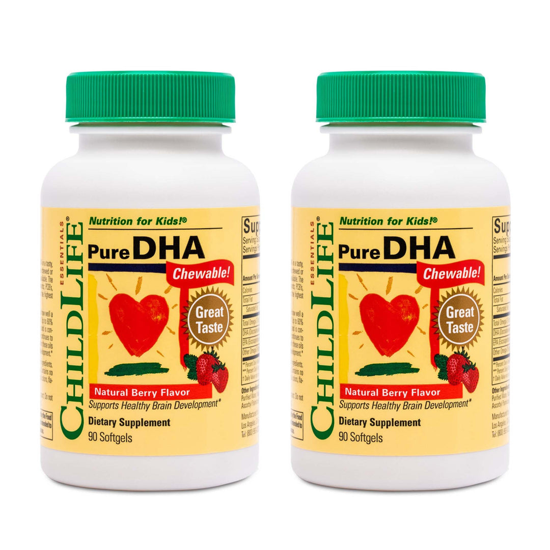 Pure DHA for Kids - DHA Supplements, DHA EPA Omega 3 Supplement, Children DHA Chewables, Baby DHA, Fish Oil for Toddlers, Gluten Free - Natural Berry, 90 Softgels (Pack of 2)