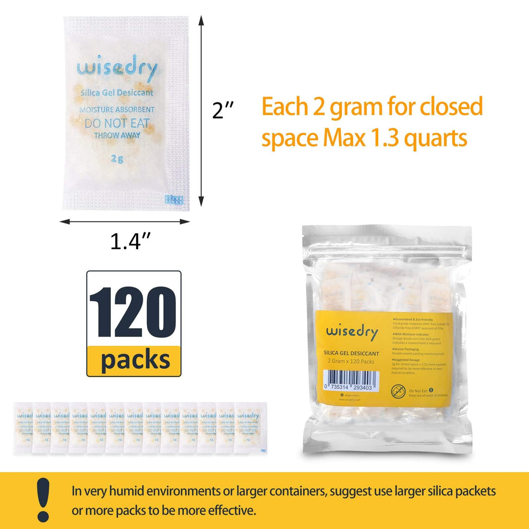 wisedry Small Silica Gel Sachets Desiccant Packs 2 Gram
