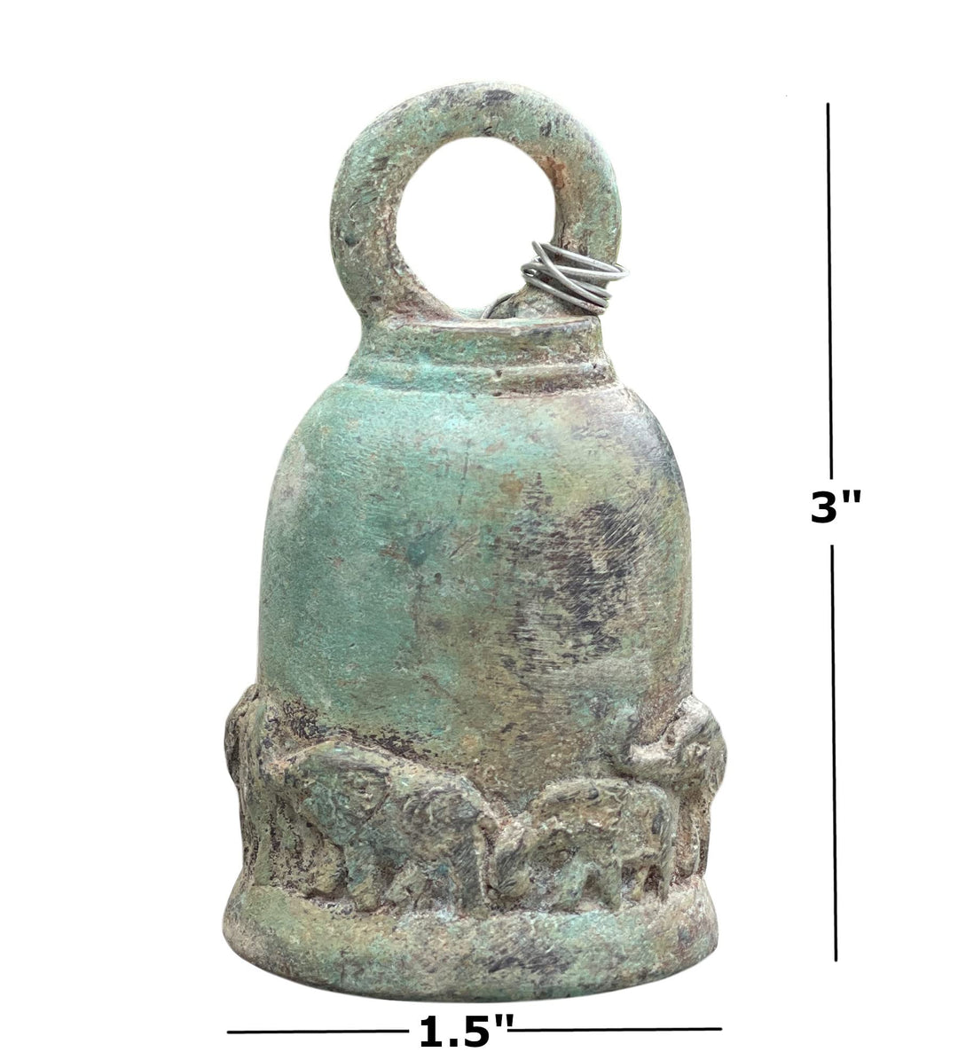 Small Thai Lucky Elephant Temple Bell - Handmade Hanging Buddhist Brass Art from Thailand - Authentic Cast Bronze 3 Inches
