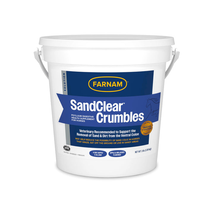 Farnam SandClear Crumbles, Psyllium Digestive Health Supplement for Horses supports the removal of sand and dirt from the ventral colon, 3 lb., 9 day supply