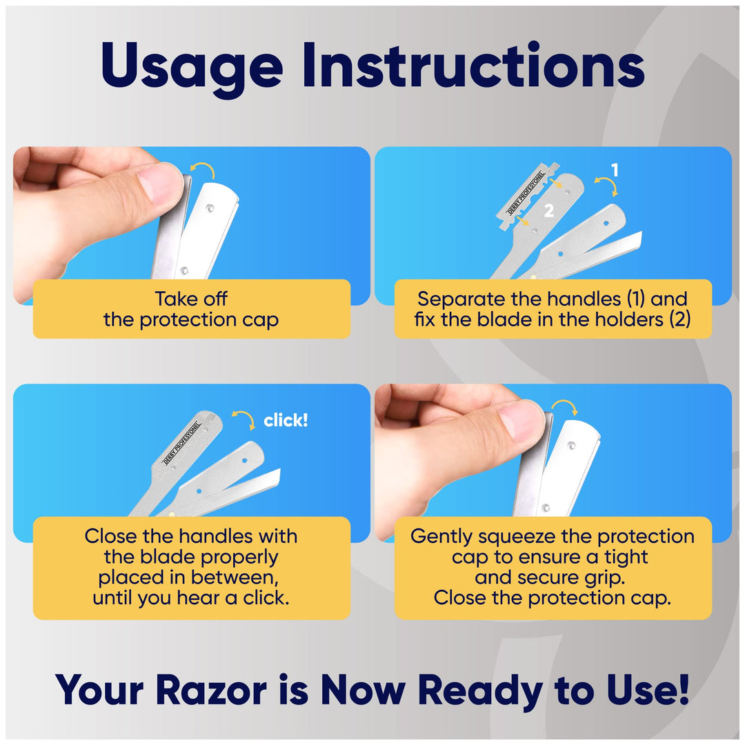 Equinox Professional Straight Edge Razor with 100 Single Derby Blades 100% Stainless Steel Razor and Blades - Close Shaving Men&#39;s Manual Shaver - Disposable Blades -Barber Straight Razor Kit - Silver