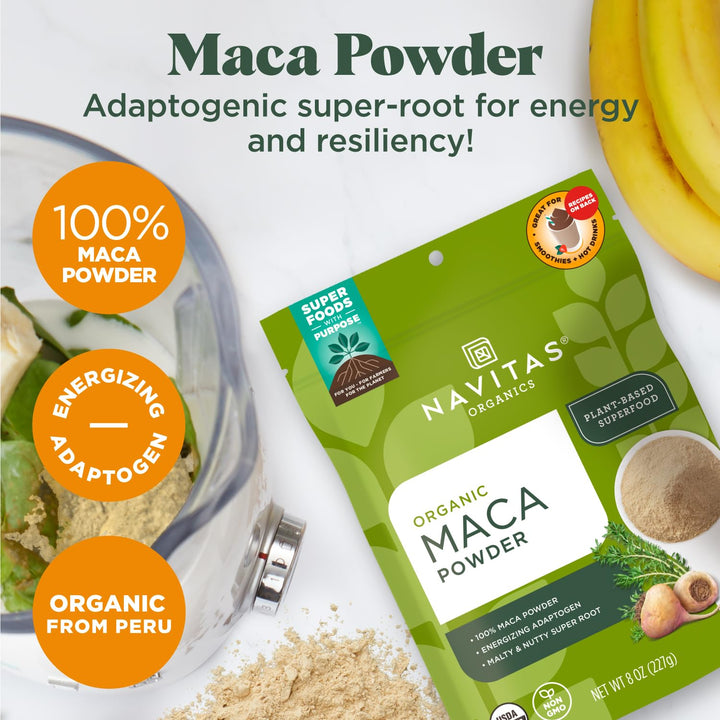 Maca Powder, 16 oz. Bag, 90 Servings — Organic, Non-GMO, Low Temp-Dried, Gluten-Free