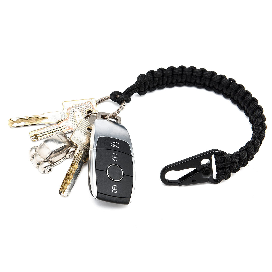 Sotir sport Paracord Keychain,Cobra Weave 550 Paracord,7.7 Inch Woven, 10 Feet Unraveled,Every Day Carry (Black)