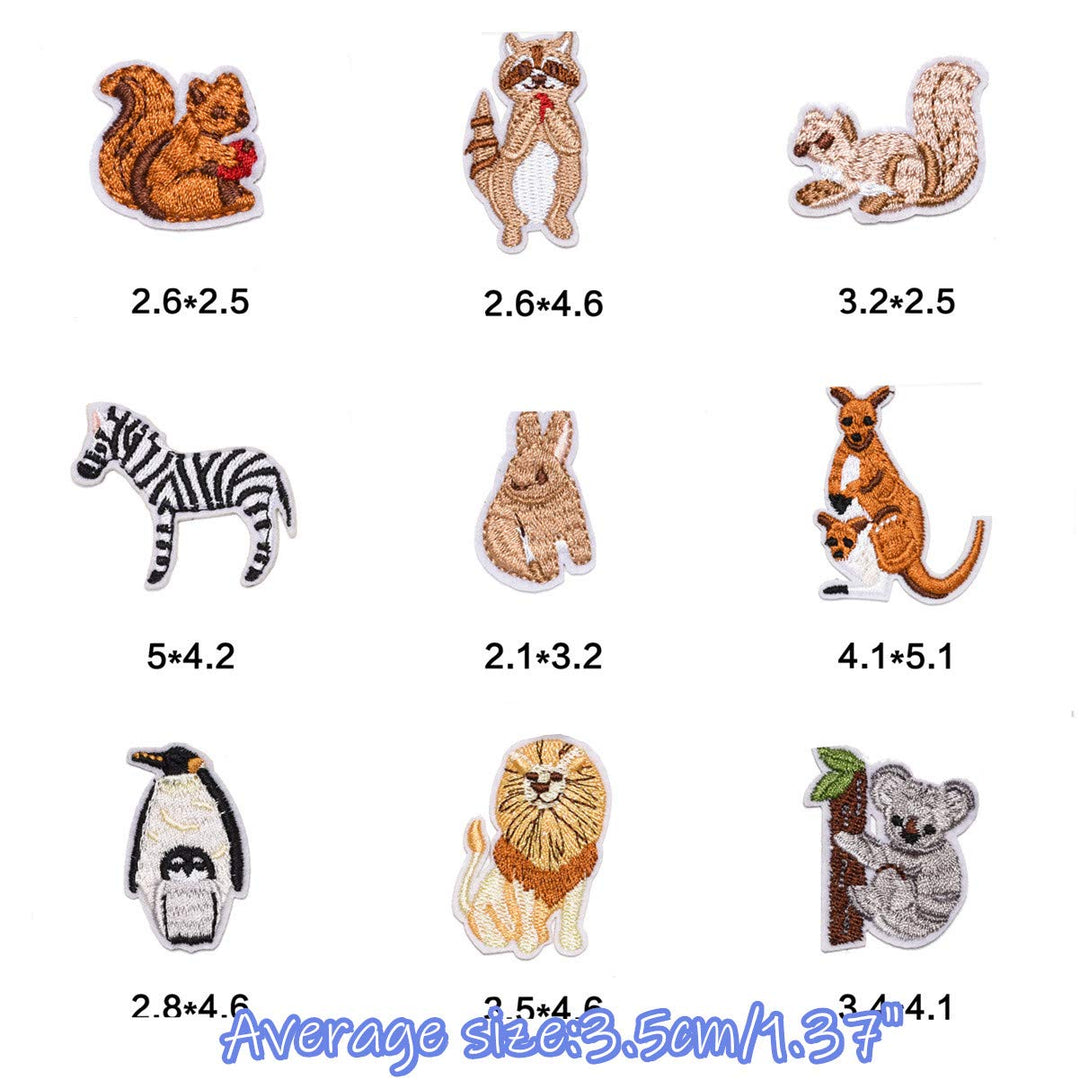 21 Pieces Zoo Animals Iron on Patches Cute Embroidered Panda Giraffe Lion Flamingo Squirrel Rabbit Sewing Patches Appliques for Shoes Clothes Backpacks Embellishments